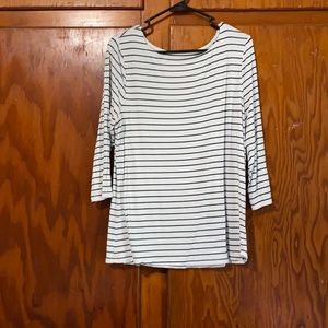 Xl black and white striped 3/4 sleeve blouse